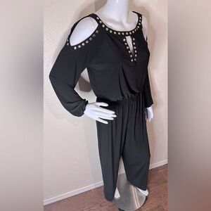 Black & Gold one piece jumpsuit no sash- sz S